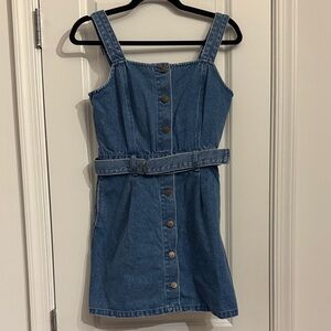 Denim Button-Front Mini Dress